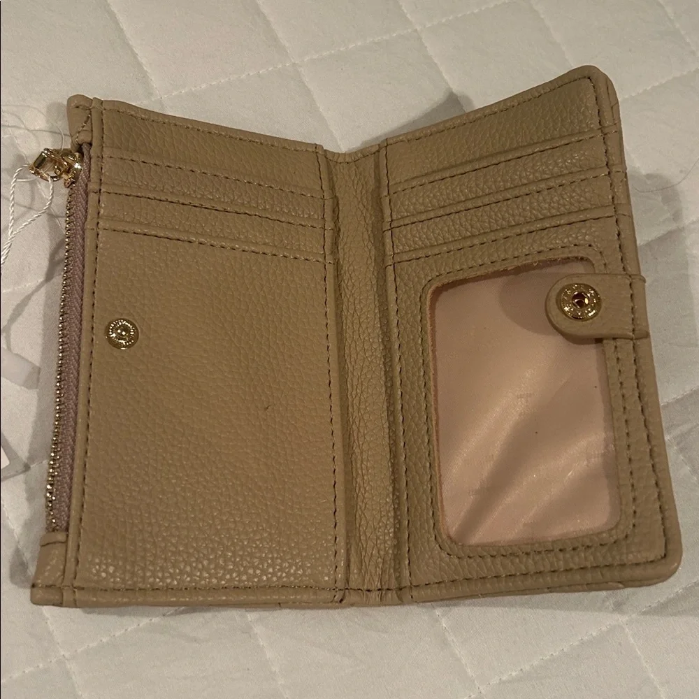 NWT H BY Halston Quilted Faux Leather Tan Wallet 6